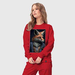 Костюм хлопковый женский Лис в пиджаке, цвет: красный — фото 2