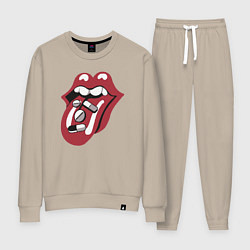 Костюм хлопковый женский Rolling stones pills, цвет: миндальный