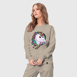 Костюм хлопковый женский Лошадь единорог, цвет: миндальный — фото 2