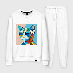 Костюм хлопковый женский Кот в темных очках Пикассо, цвет: белый