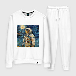 Костюм хлопковый женский Космонавт на луне в стиле Ван Гог, цвет: белый