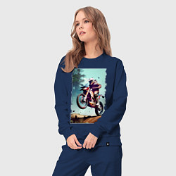 Костюм хлопковый женский Мотокросс - экстрим, цвет: тёмно-синий — фото 2