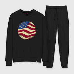 Костюм хлопковый женский Flag USA, цвет: черный