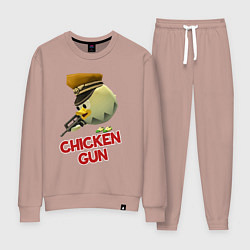 Костюм хлопковый женский Chicken Gun logo, цвет: пыльно-розовый