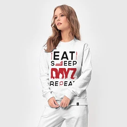 Костюм хлопковый женский Надпись: eat sleep DayZ repeat, цвет: белый — фото 2