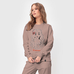 Костюм хлопковый женский Янина - девчонка в татухах, цвет: пыльно-розовый — фото 2