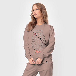Костюм хлопковый женский Яна - девчонка в татухах, цвет: пыльно-розовый — фото 2