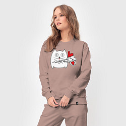 Костюм хлопковый женский Котик с шариками, цвет: пыльно-розовый — фото 2