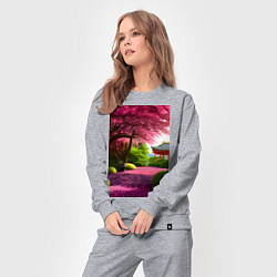 Костюм хлопковый женский Японский сад сакуры, цвет: меланж — фото 2