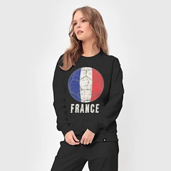 Костюм хлопковый женский Футбол Франции, цвет: черный — фото 2