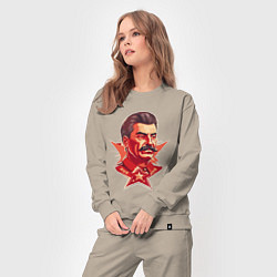 Костюм хлопковый женский Граффити Сталин, цвет: миндальный — фото 2