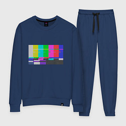 Костюм хлопковый женский Разноцветные полосы в телевизоре, цвет: тёмно-синий