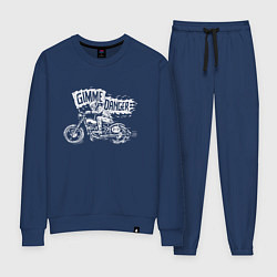 Костюм хлопковый женский Gimme danger - motorcycle - motto, цвет: тёмно-синий