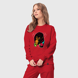 Костюм хлопковый женский Крутая горилла с наушниками, цвет: красный — фото 2