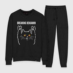 Костюм хлопковый женский Breaking Benjamin rock cat, цвет: черный