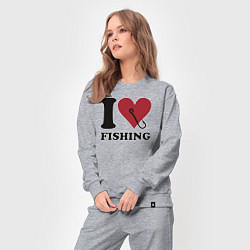 Костюм хлопковый женский I love fishing, цвет: меланж — фото 2