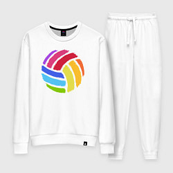 Костюм хлопковый женский Rainbow volleyball, цвет: белый
