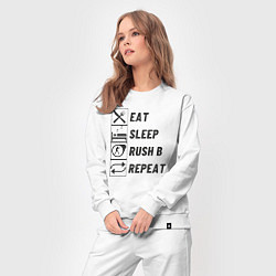 Костюм хлопковый женский Eat sleep rush b, цвет: белый — фото 2