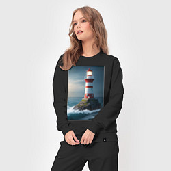 Костюм хлопковый женский Маяк в море, цвет: черный — фото 2