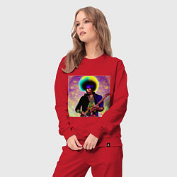 Костюм хлопковый женский Jimi Hendrix Rock Idol Art, цвет: красный — фото 2