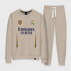 Костюм хлопковый женский Винисиус Жуниор ФК Реал Мадрид форма 2324 домашняя, цвет: миндальный