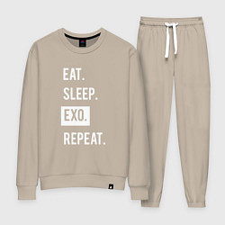 Костюм хлопковый женский Eat Sleep EXO Repeat, цвет: миндальный