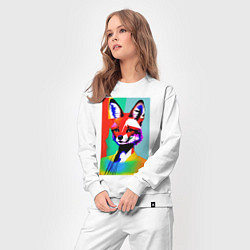Костюм хлопковый женский Портрет лисички - поп-арт - нейросеть, цвет: белый — фото 2