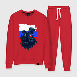 Костюм хлопковый женский Военные РФ и флаг - neuro art, цвет: красный