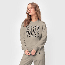 Костюм хлопковый женский Girl power mood, цвет: миндальный — фото 2