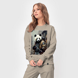 Костюм хлопковый женский Cool panda - cyberpunk - warrior, цвет: миндальный — фото 2