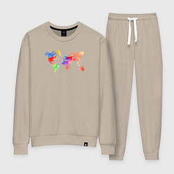 Женский костюм Карта мира - акварель