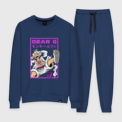 Костюм хлопковый женский One piece - gear 5 белый, цвет: тёмно-синий