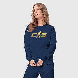 Костюм хлопковый женский CS 2 gold logo, цвет: тёмно-синий — фото 2