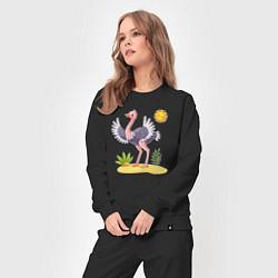 Костюм хлопковый женский Солнечный страус, цвет: черный — фото 2