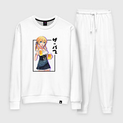 Костюм хлопковый женский Аниме девушка - пивняшка, цвет: белый