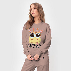 Костюм хлопковый женский Wow giraffe, цвет: пыльно-розовый — фото 2