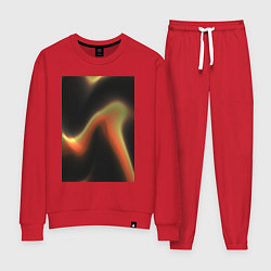 Костюм хлопковый женский Абтрактный геометрический 3д с волнами, цвет: красный