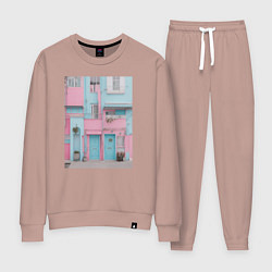Костюм хлопковый женский Город пастельный стиль, цвет: пыльно-розовый