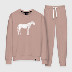 Костюм хлопковый женский Белая лошадь сбоку, цвет: пыльно-розовый