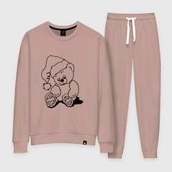 Женский костюм Мишка игрушечный в колпаке деда Мороза - раскраска