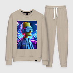 Костюм хлопковый женский Cyber Bart - ai art - neon, цвет: миндальный