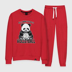 Костюм хлопковый женский Panda volleyball, цвет: красный