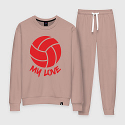 Костюм хлопковый женский Volleyball my love, цвет: пыльно-розовый