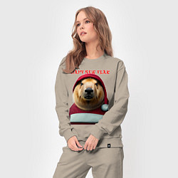 Костюм хлопковый женский Capy new year, цвет: миндальный — фото 2