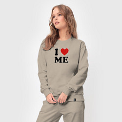 Костюм хлопковый женский I love me - heart, цвет: миндальный — фото 2