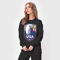 Костюм хлопковый женский Орёл США, цвет: черный — фото 2