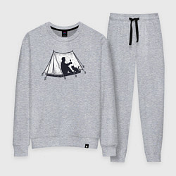 Костюм хлопковый женский Поход с котом, цвет: меланж