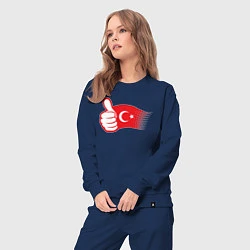 Костюм хлопковый женский Турецкий лайк, цвет: тёмно-синий — фото 2