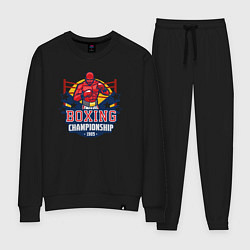 Костюм хлопковый женский Boxing championship, цвет: черный