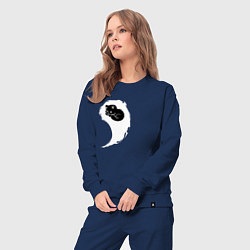 Костюм хлопковый женский Инь ян белый парная, цвет: тёмно-синий — фото 2